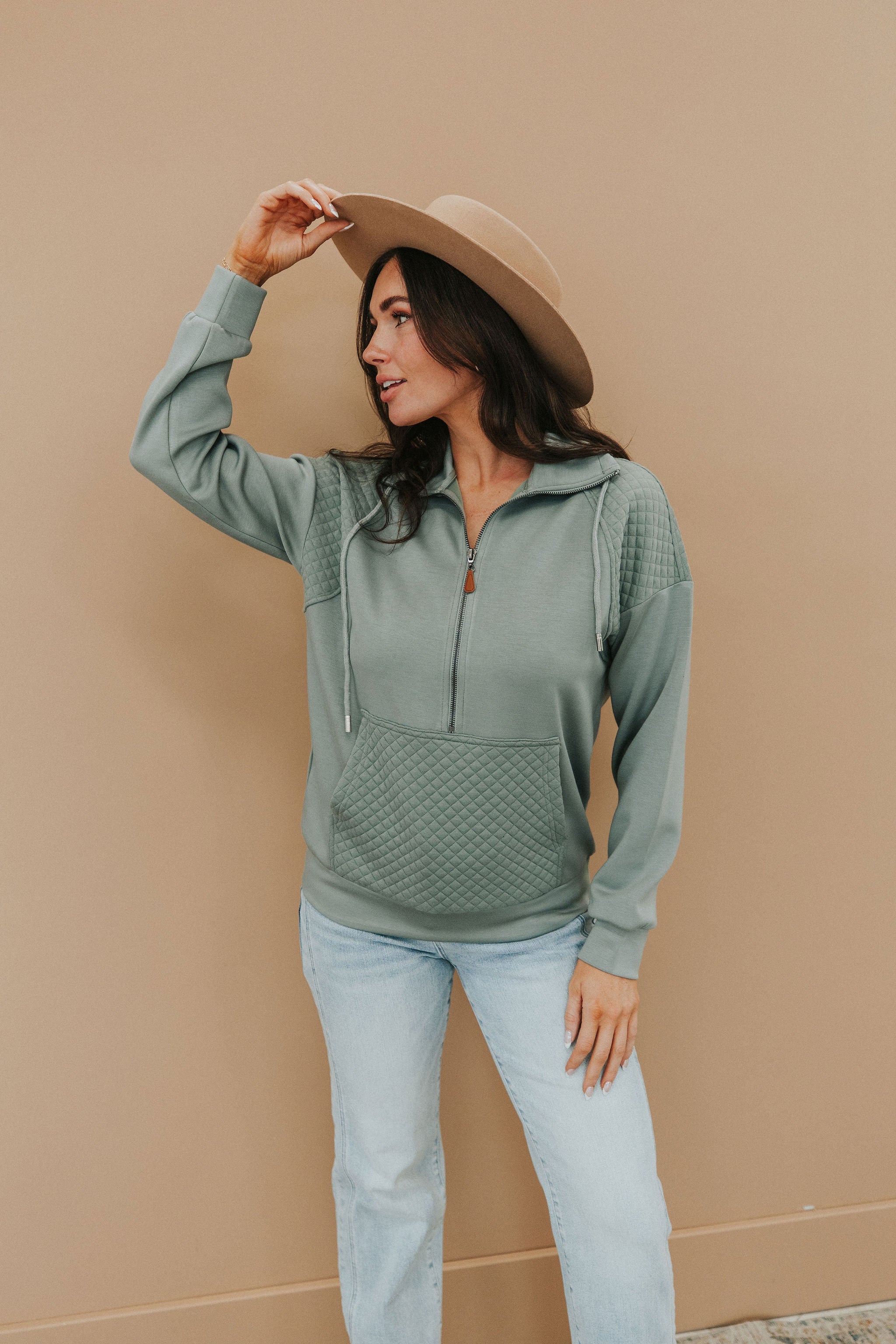 Quinn Quilted Half Zip Pullover