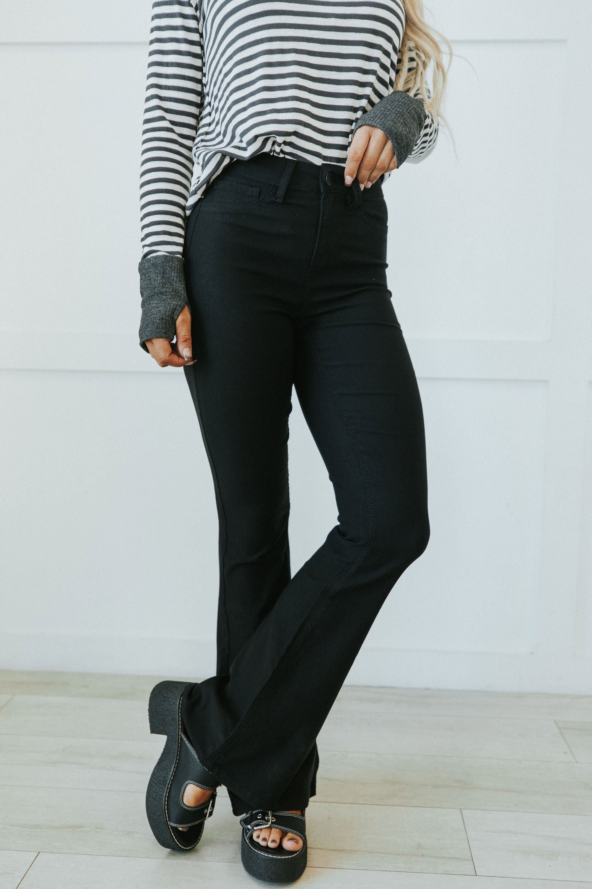 Magic In Your Step Flare Leg Jeans - Black