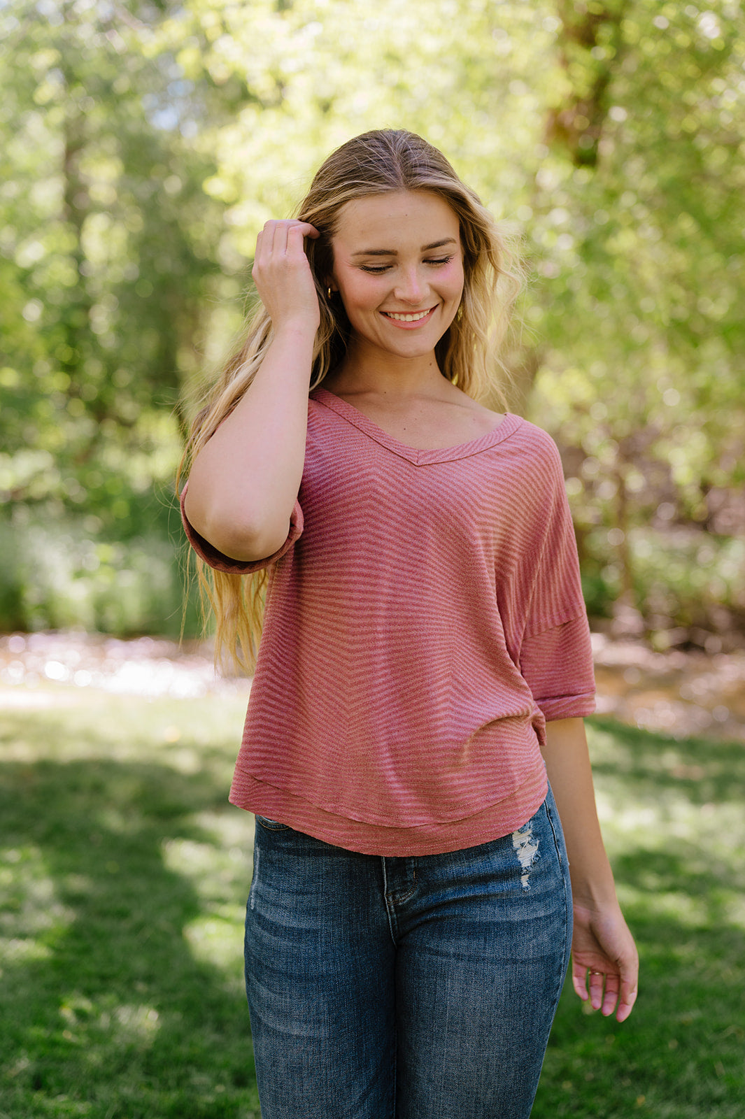 Easily Adored Rolled Sleeve Top