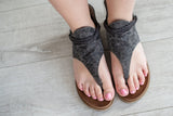 Sariah Leopard Print Sandals- Charcoal
