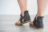 Sariah Leopard Print Sandals- Charcoal
