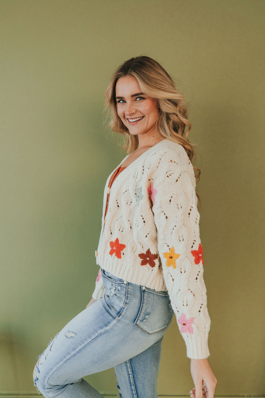 All For You Floral Embroidered Sweater Cardigan
