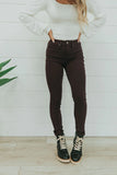 Step Right Up Hyper-Stretch Skinny Jeans - Plum