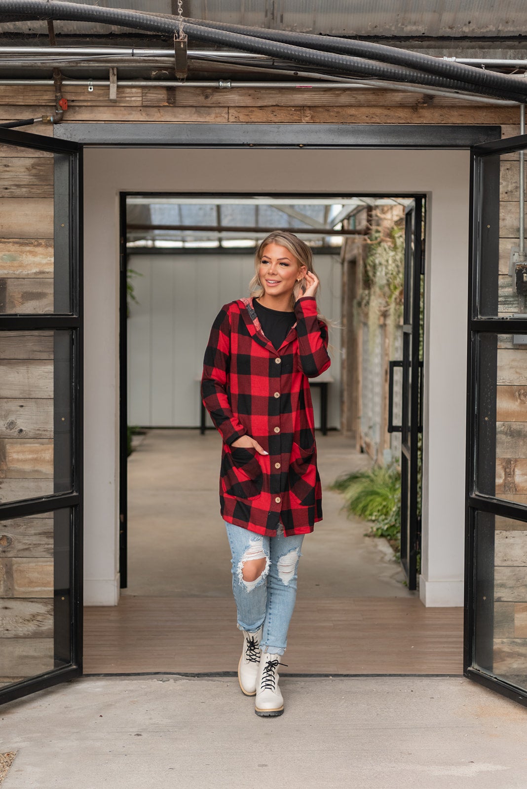 Perfectly Plaid Cardigan- Red and Black