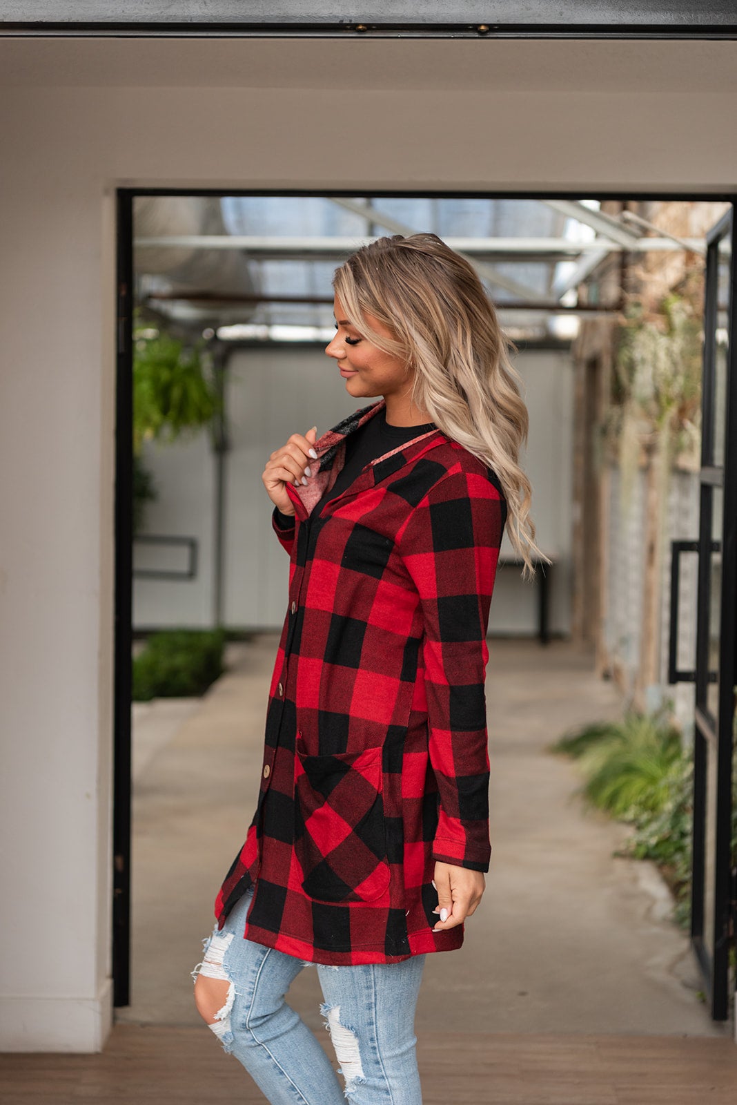Perfectly Plaid Cardigan- Red and Black